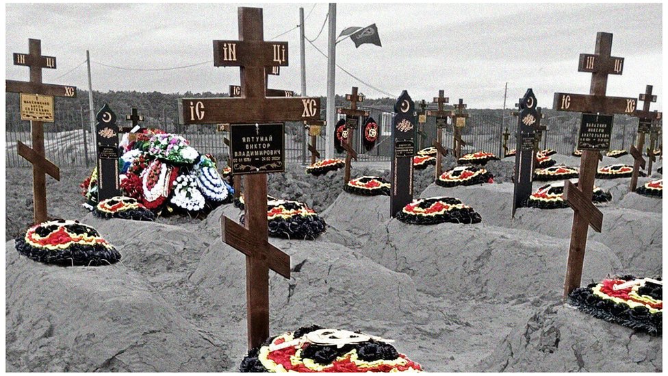 صورة معالجة لمقابر المقاتلين الروس