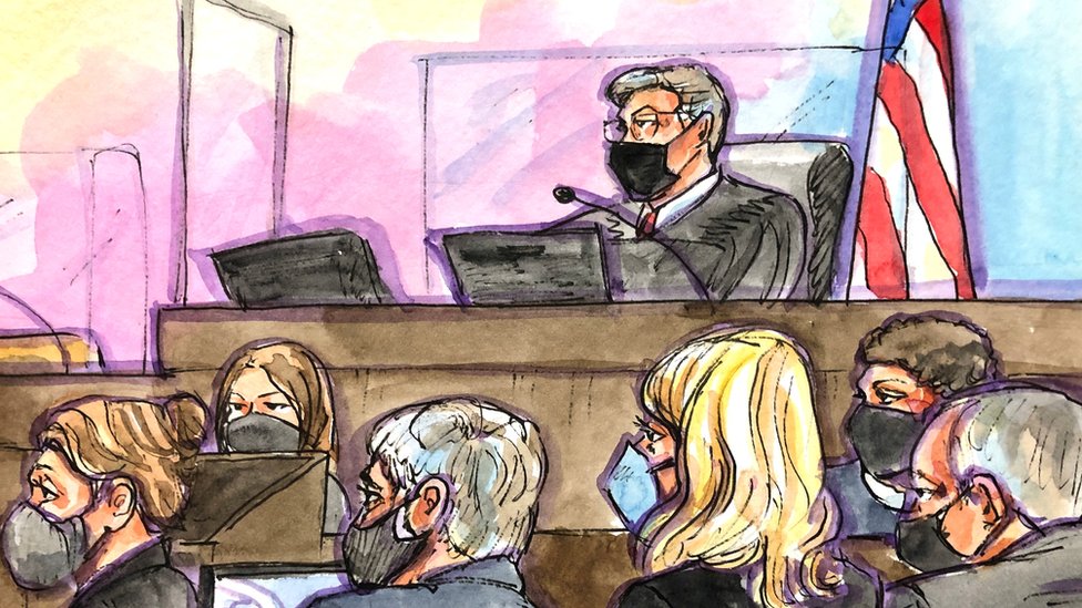 Ilustración del juicio contra Elizabeth Holmes