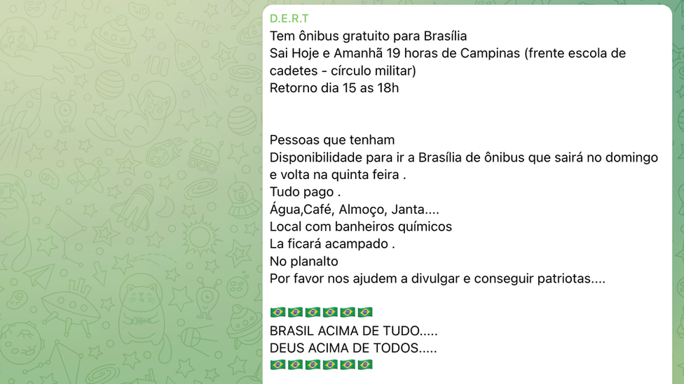 Anúncio ofereceu transporte e alimentação gratuitos para militantes dispostos a irem a Brasília