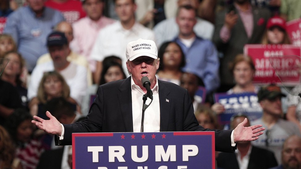 Donald Trump en un acto de campaña de 2016.