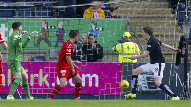 Blair Alston scores for Falkirk against St Mirren