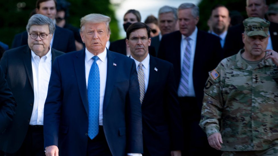 Trump with Mark Milley, chairman of the Joint Chiefs of Staff