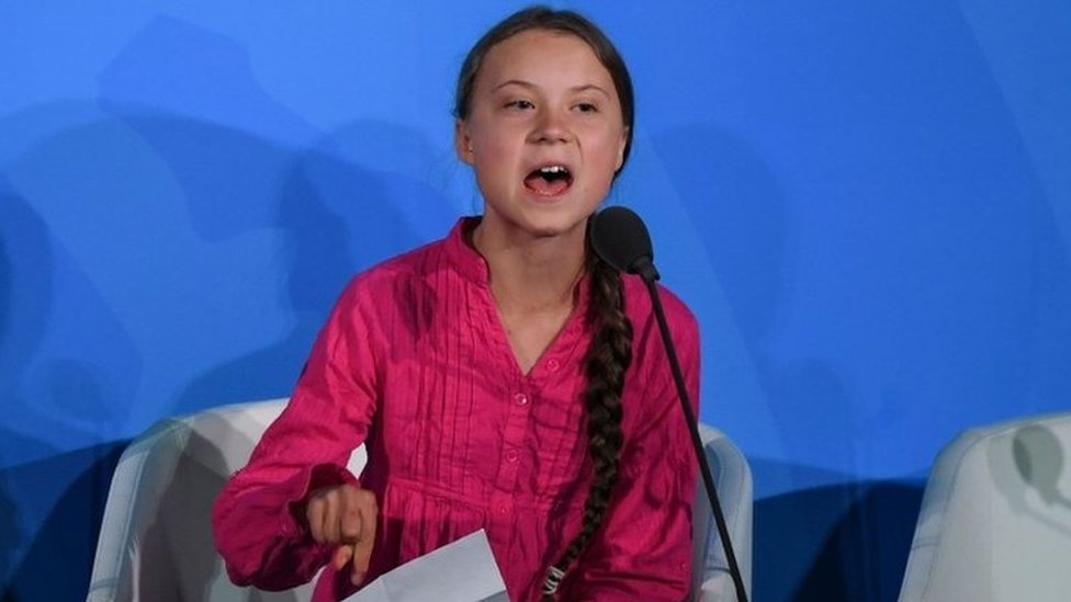 La adolescente sueca Greta Thunberg interviene en la cumbre del clima de la ONU, en Nueva York.