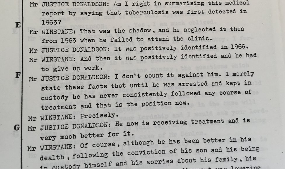 Документы Мерлина Риса содержат "краткую стенограмму" судебного процесса над Магуайром Семью в 1976 году, от подведения итогов до вынесения приговора
