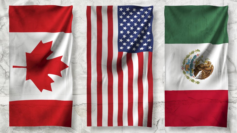 banderas de canadá, EE.UU. y México