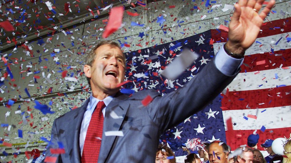 President George W Bush celebrates in Florida, 2000