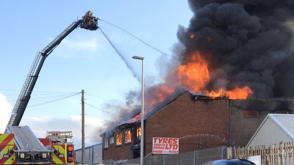 Albany definido Cilios Blackpool fire: Crews tackling large toy business blaze - BBC News