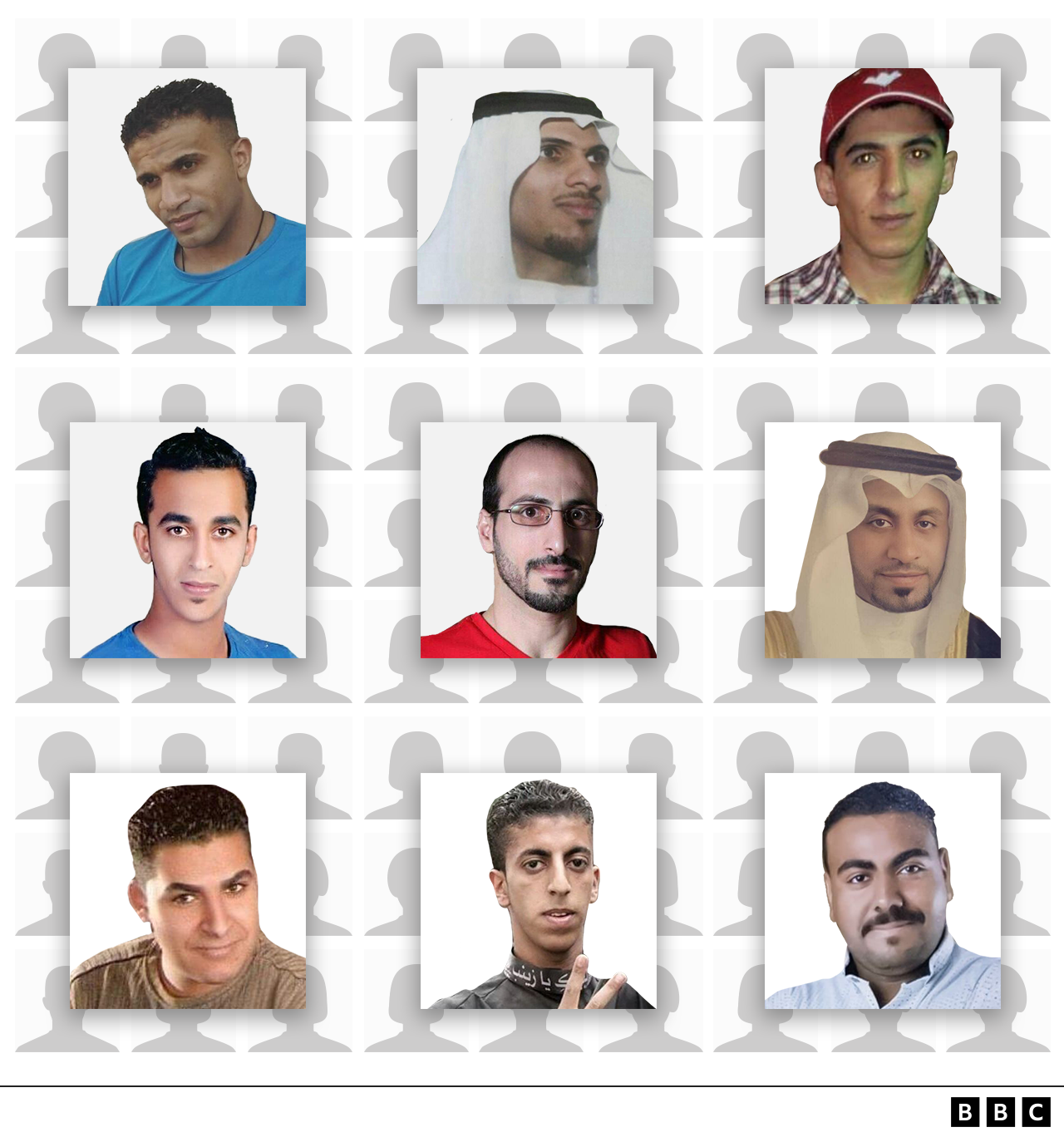 Images showing nine of the 81 prisoners who were executed on 12 March 2022