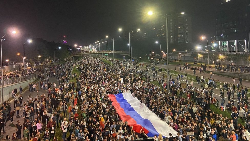 Demonstranti kod Arene na Novom Beogradu