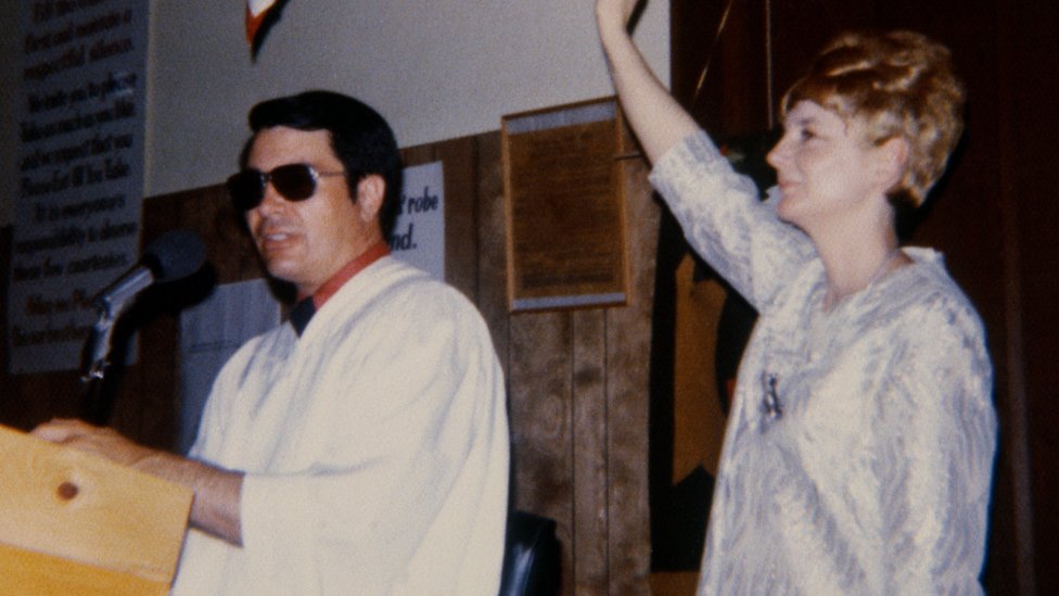 Archive photograph of Jim Jones and his wife