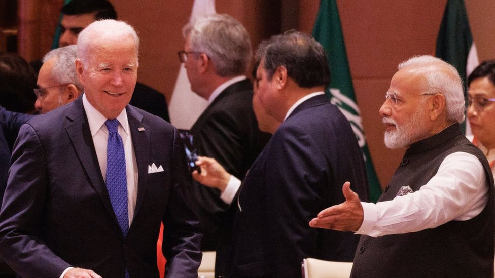 印度總理莫迪歡迎美國總統拜登出席9月9日在新德里舉行的G20集團領導人峰會開幕會議。