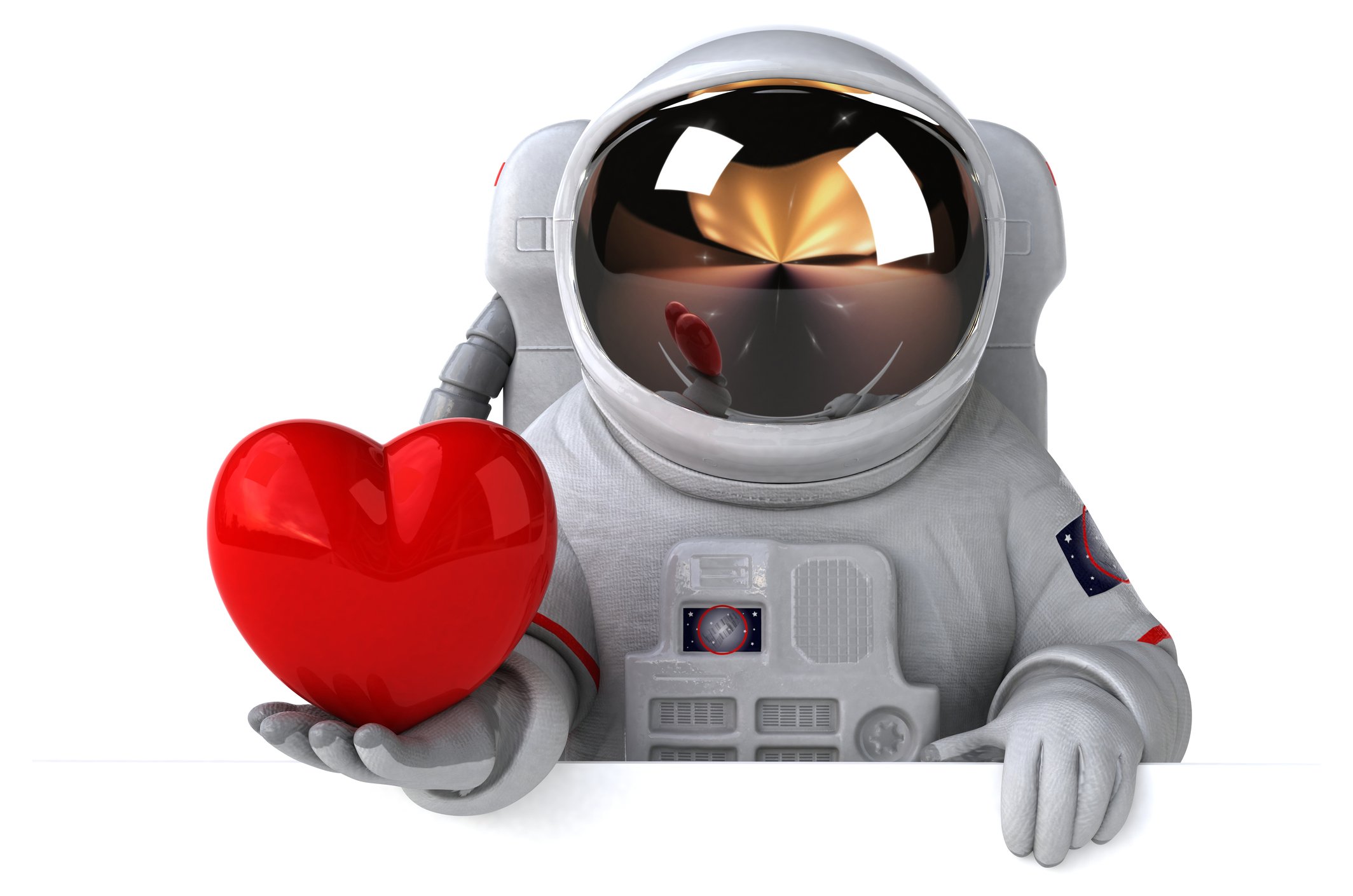 Illustration of an astronaut with a heart.