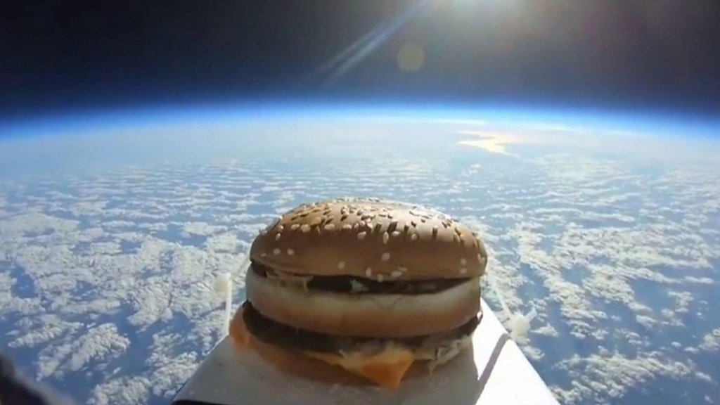 Burger that become an unidentifiable frying object - CBBC Newsround