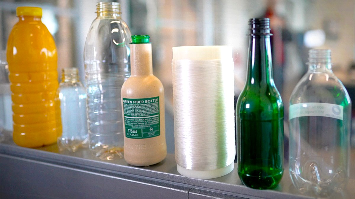 用生物塑料製造的飲料瓶，原材料取自玉米和小麥