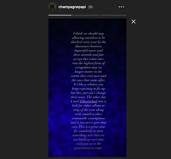 Заявление Дрейка в Instagram