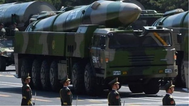 中國展示具有反艦能力的東風26彈道導彈