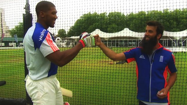 Boxer Anthony Joshua and cricketer Moeen Ali