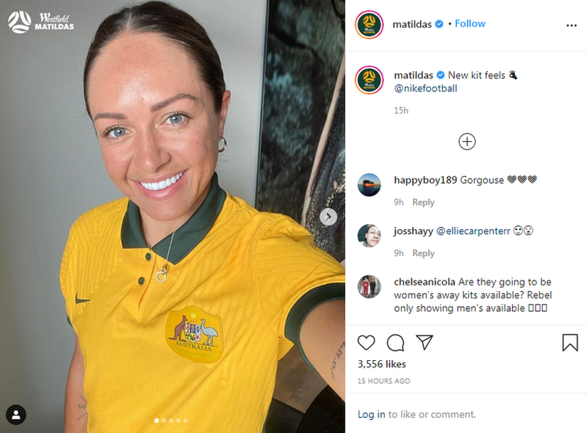 Print screen of Instagram photo from the Matildas