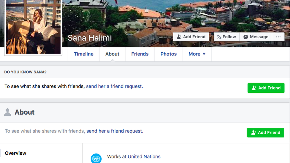 Скриншот профиля Саны Халими в Facebook