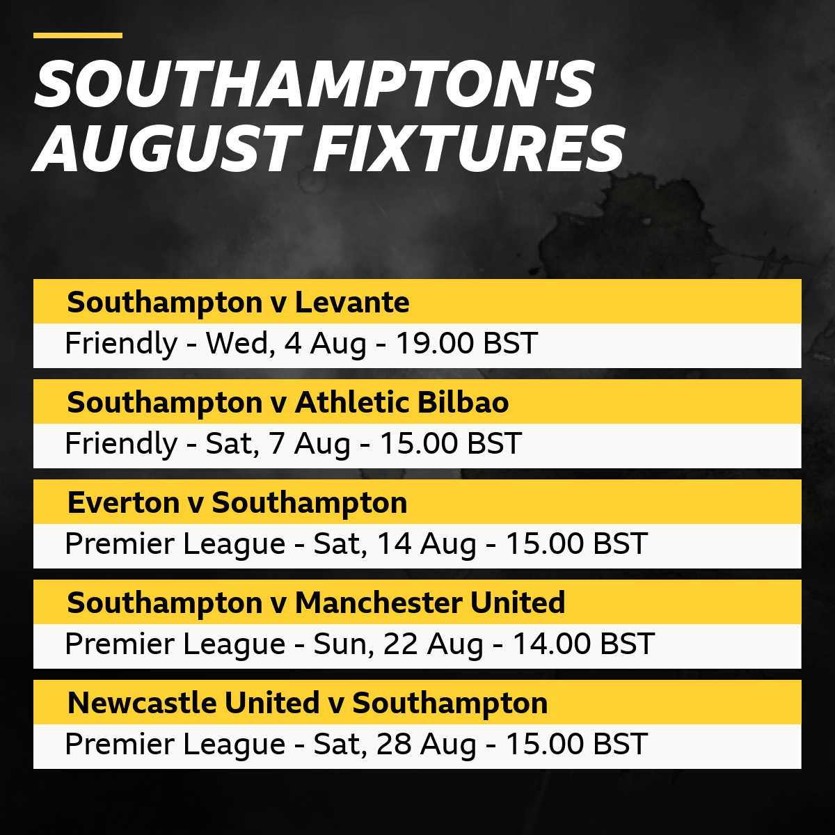 Southampton's pre-season results - BBC Sport