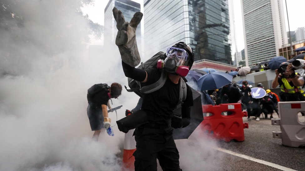 Protesters attend a rally against the government in Hong Kong