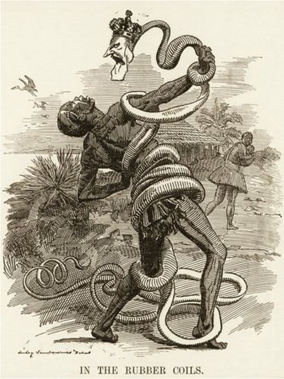 Ilustración de congoleño y rey Leopoldo.