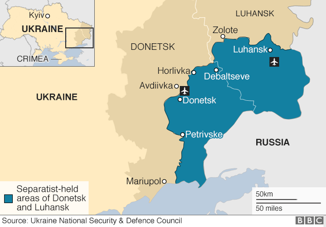 Map of eastern Ukraine