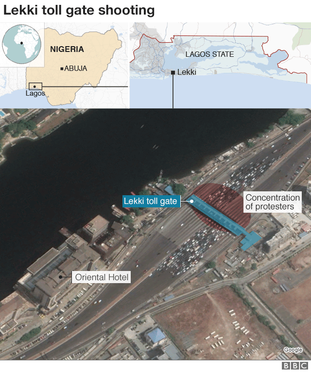 Map showing where incident in Lagos took place