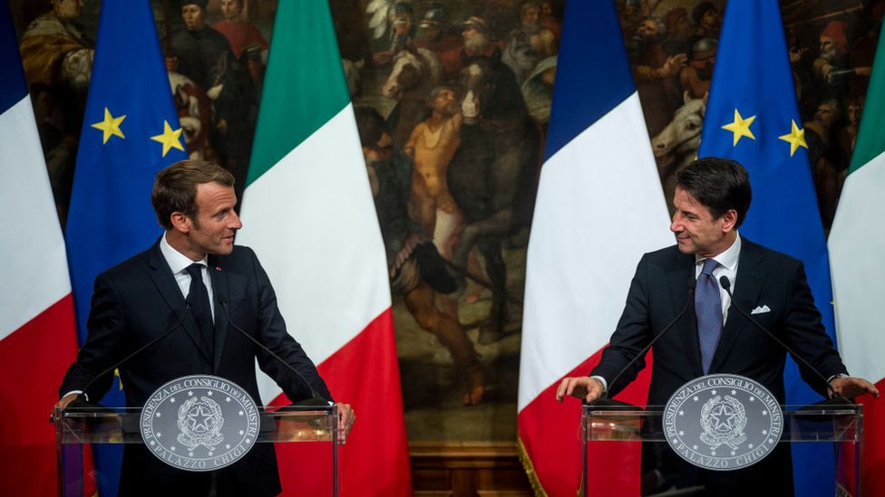 Fransa Cumhurbaşkanı Emmanuel Macron ve İtalya Başbakanı Giuseppe Conte