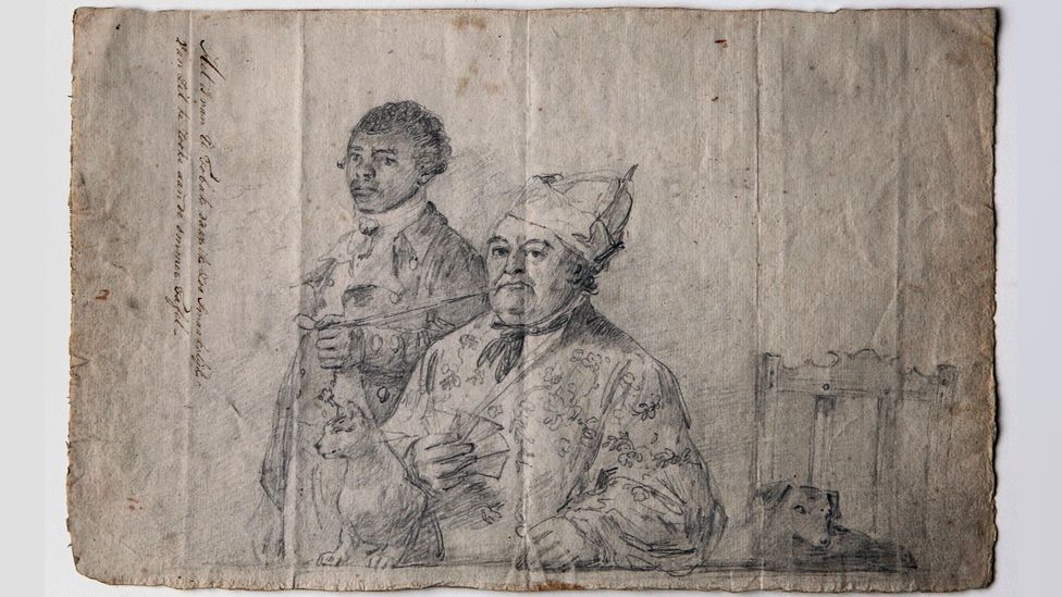 Augustus van Bengalen segurando o cachimbo de Hendrik Cloete