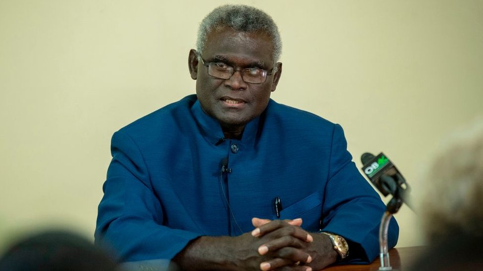 Veteran politician Manasseh Sogavare speaks at a press conference inside the Parliament House in Honiara, Solomons Islands on April 24, 2019.