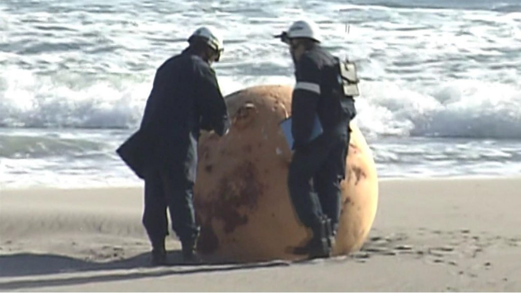 WATCH: Mystery sphere inspected on Japan beach