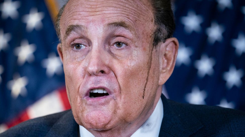 Mr Trump's personal lawyer Rudy Giuliani repeated claims of voter fraud without providing evidence