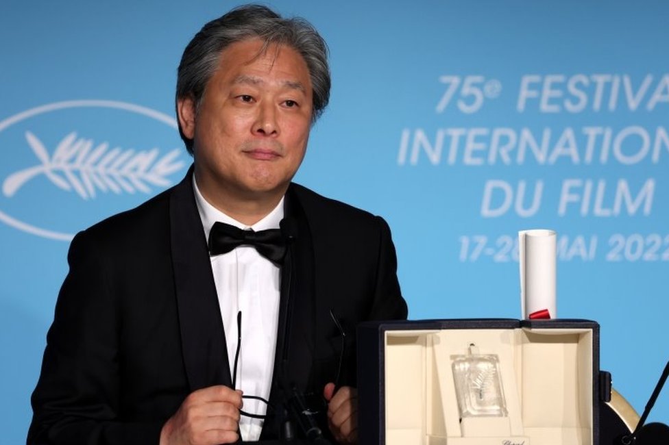 Park Chan-wook, winner of the Best Director Award for "Heojil Kyolshim" (Decision to Leave), attends the Award Winners" press conference at the Closing Ceremony of the 75th annual Cannes Film Festival, in Cannes, France, 28 May 2022.