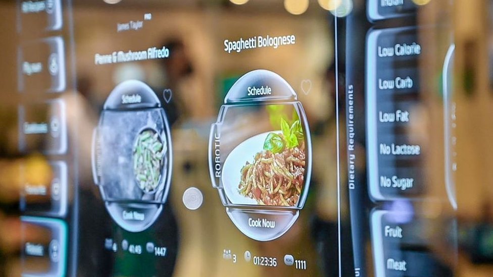 The touch screen of the Moley Robotic Kitchen