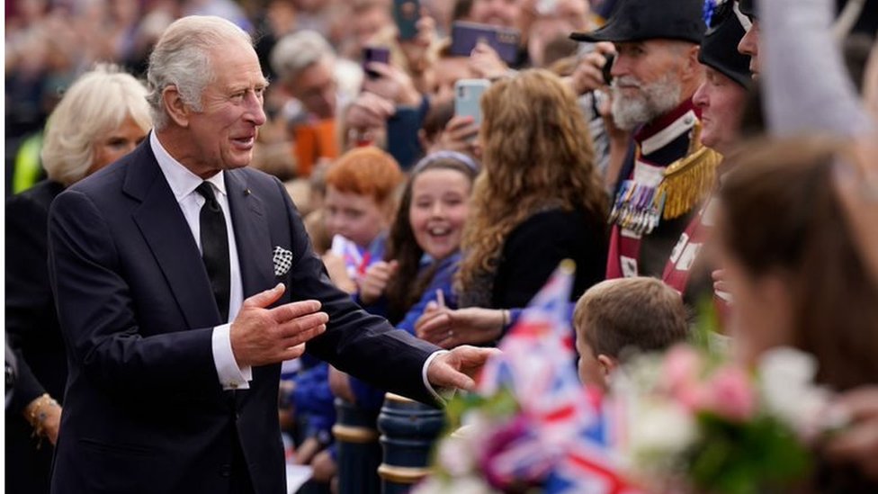 King Charles greets crowds during a visit to Northern Ireland on 13 September