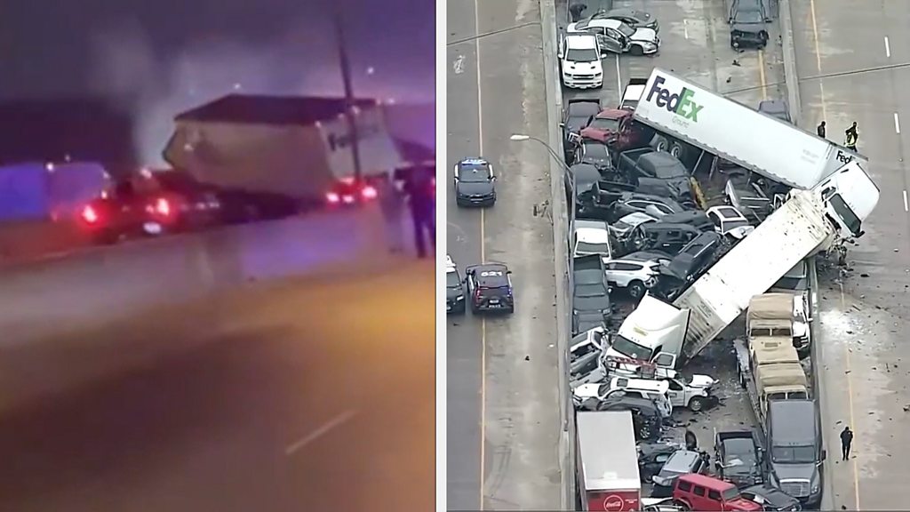 Driver captures footage of deadly mass pile-up on a Texas highway