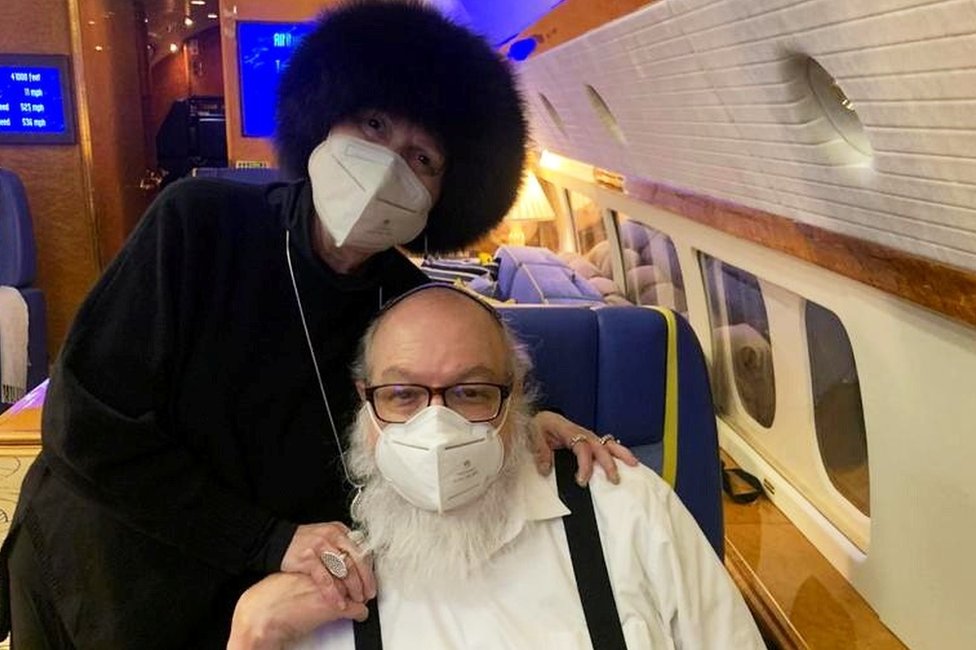 Jonathan Pollard and his wife Esther on board a private jet flying to Tel Aviv