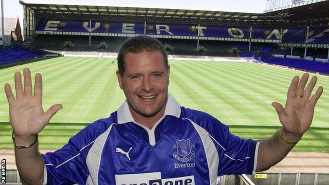 Paul Gascoigne joined Everton in 2000 from Middlesbrough