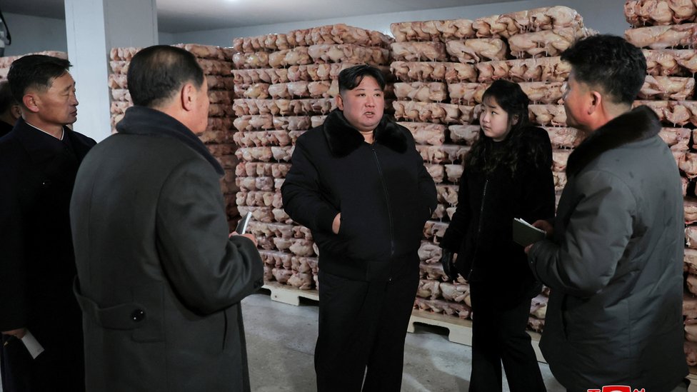 Kim Jong Un and Kim Ju Ae visiting the Kwangchon Chicken Farm near Pyongyang, North Korea, January 7, 2024