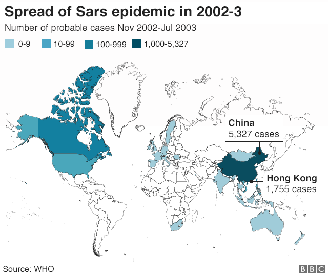 Карта, показывающая глобальное распространение SAR