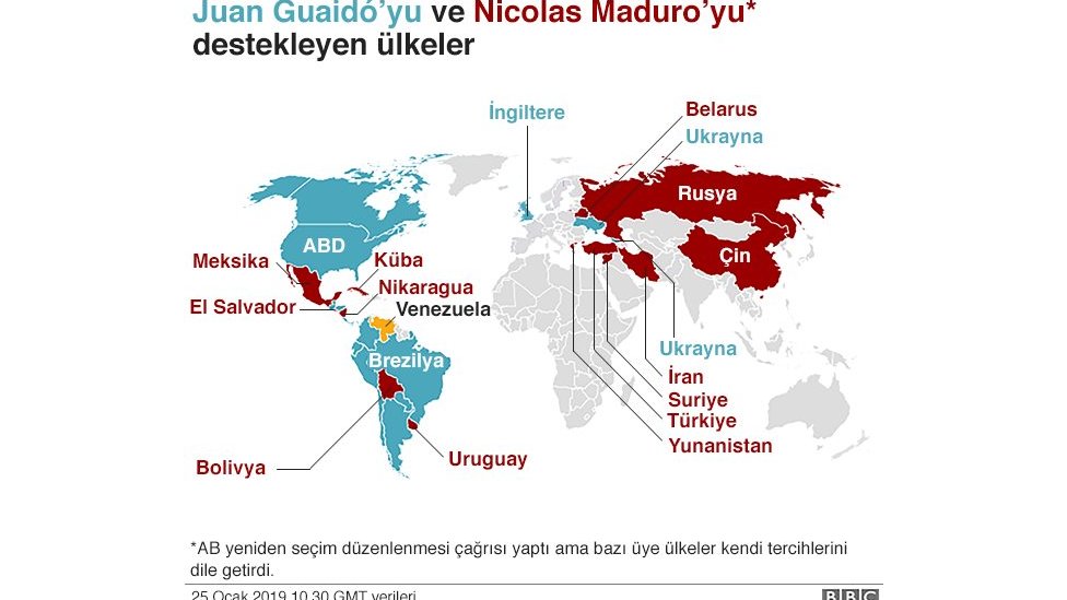 Venezuela'ya destek haritası