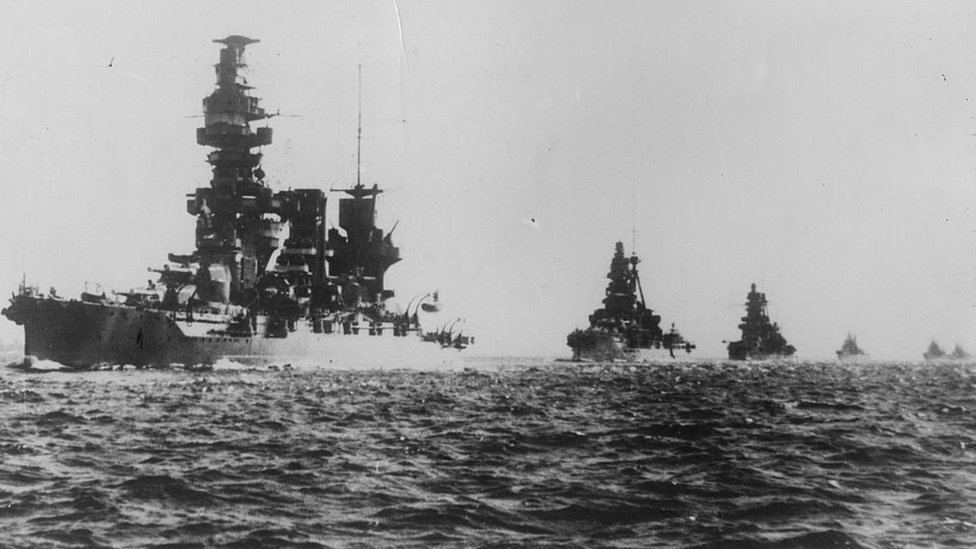 Japanese warships in British Malaysia.