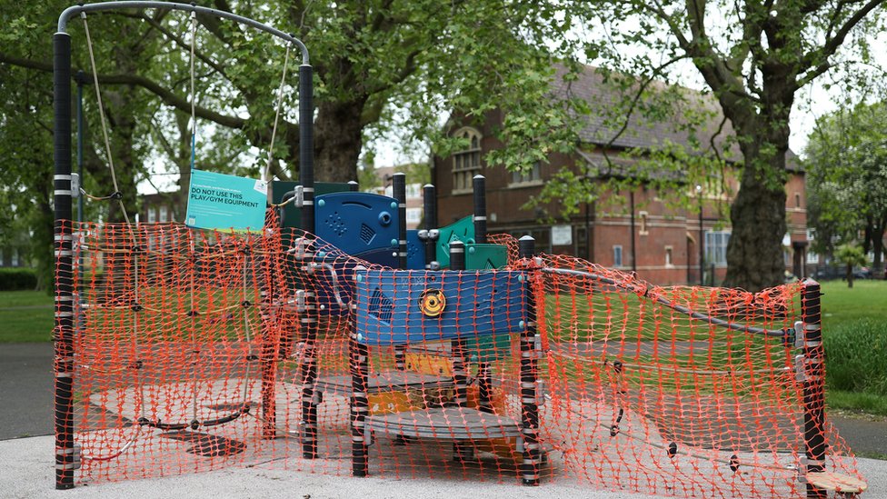 Closed playground in London during lockdown