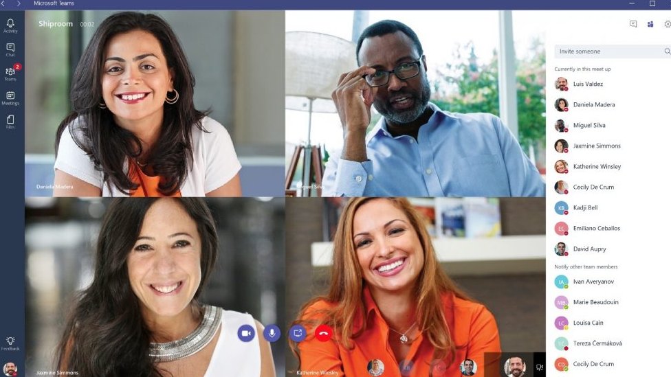 Four people on a Microsoft Teams call