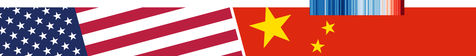 Una pancarta de las banderas estadounidense y china.