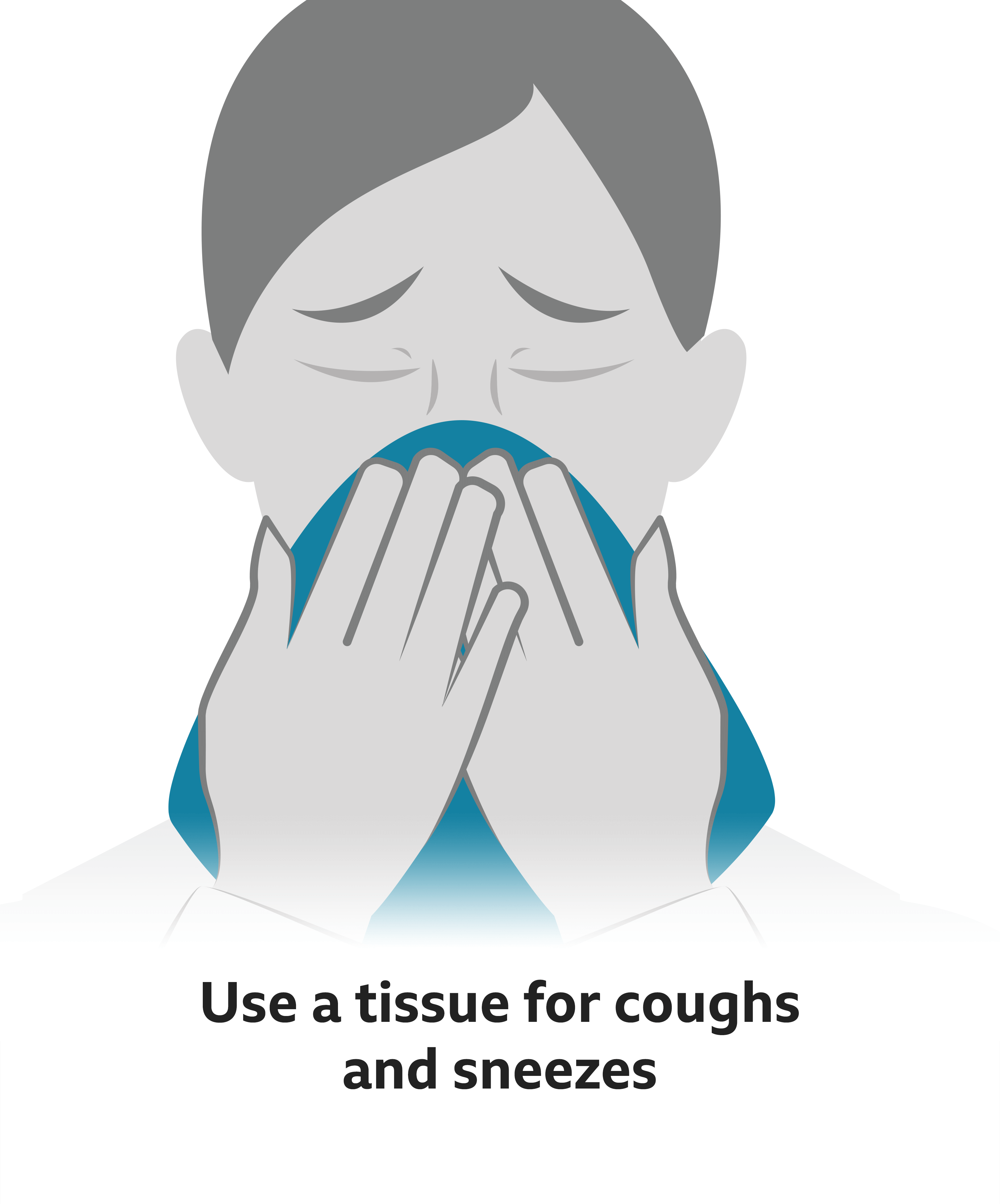 Text reads: Use a tissue for coughs and sneezes