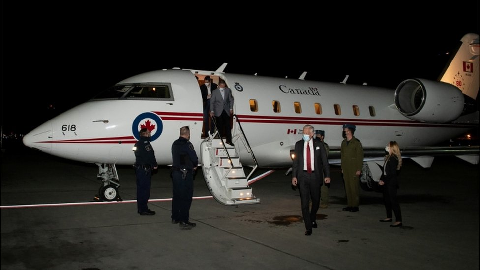 The Two Michaels were greeted by Prime Minister Justin Trudeau when they landed