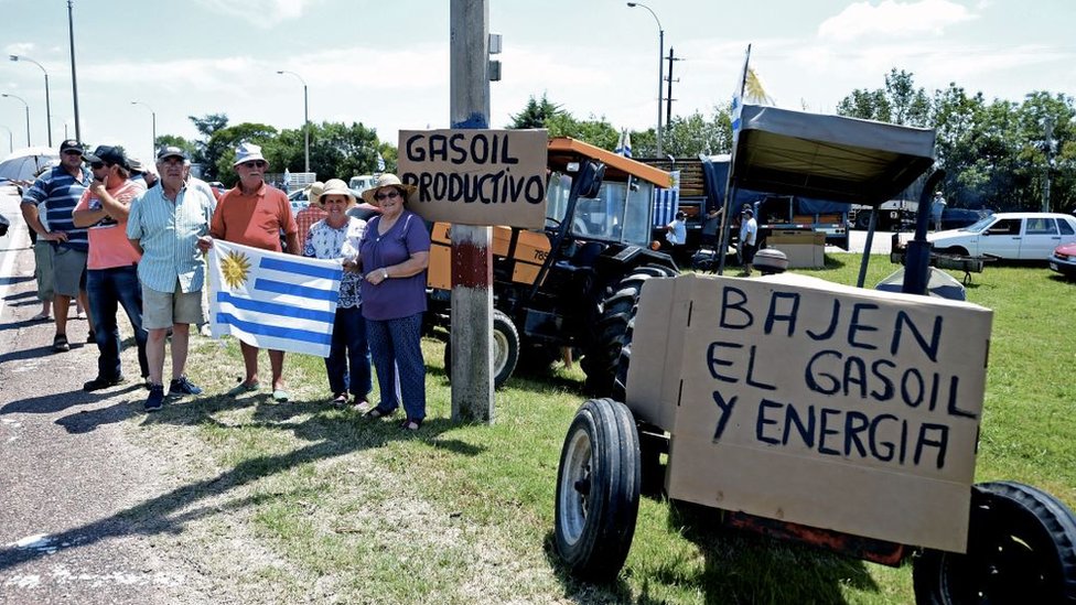 Agricultores protestan en Uruguay
