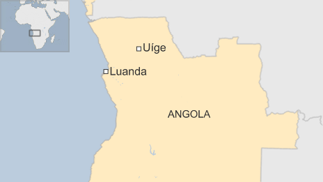Карта с изображением города Уиже, Ангола